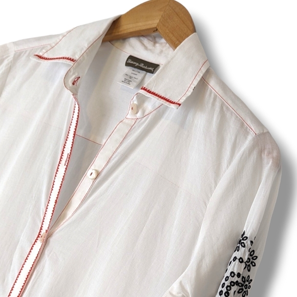 Tommy Bahama Retro Boho Cowgirl 100% Cotton Button Up Embroidered Beach Coverup - Picture 5 of 9